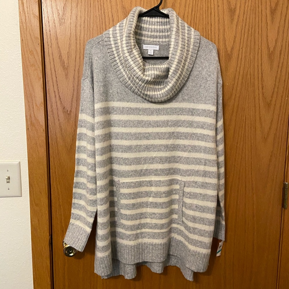 Charter club gray/cream striped sweater size 0X